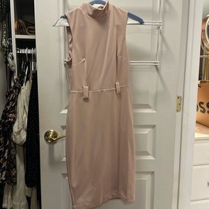 Worn once! Cute pink fitted dress with belt